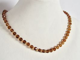 Vintage Kristallglas Kette, Topasbraun