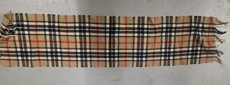 Schal kariert beige mit Fransen 