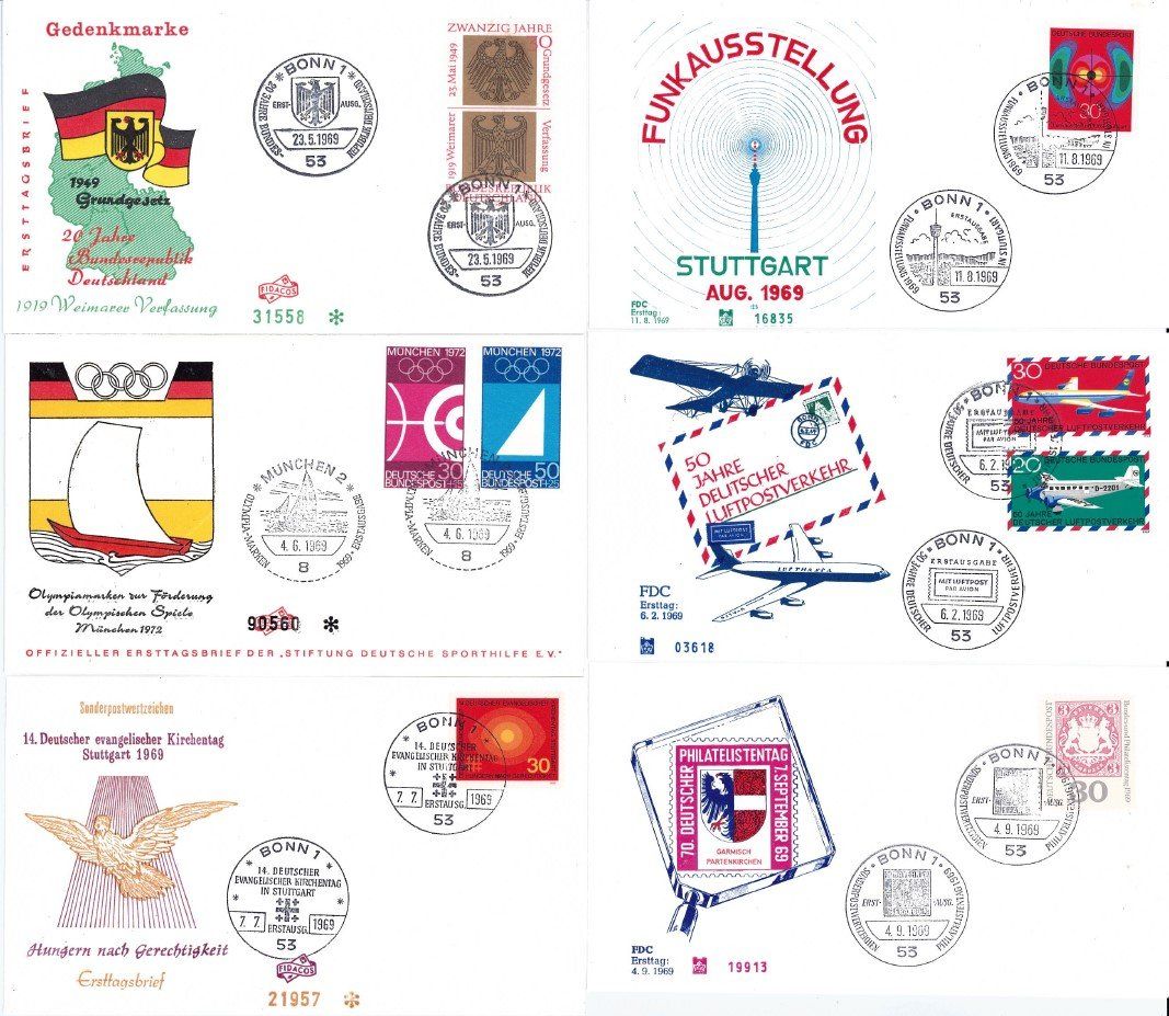 Tutti i francobolli: 17 FDC BRD Jahr 1969 – Usato da Bellach venduto da qsearch 1