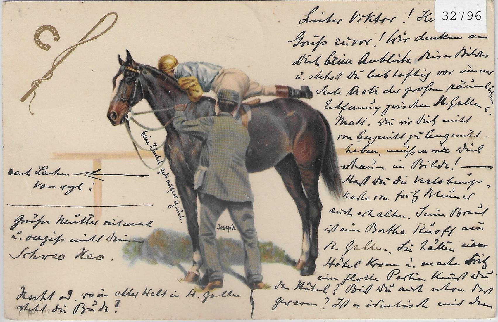 Cartoline postali: Pferdejockey - Litho – Usato da Ettingen venduto da Kartenplanet