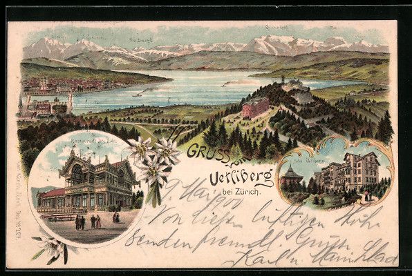 Cartoline postali: Litho Uetliberg, Gesamtansicht, Restaura – Usato da Berlin venduto da bartko-reher