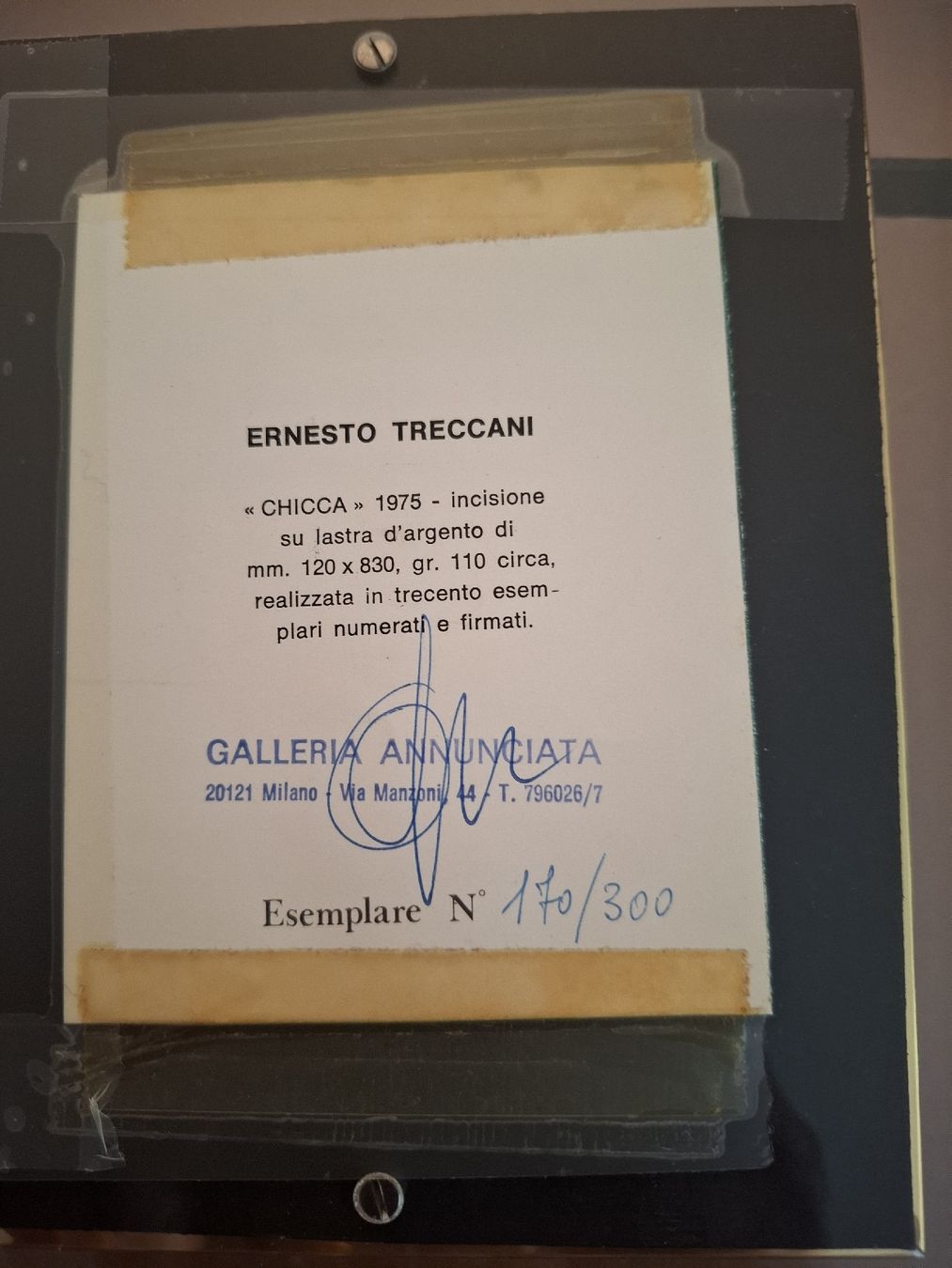 Incisioni: Gravure originale signée Treccani, "Chicca" 1975 encadrée – Usato da LA TOUR-DE-PEILZ venduto da sim_77kp 2