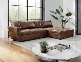 Canapé convertible d’angle marron vieillis neuf