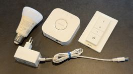 Philips Hue Starter Set Bridge, Color-E27 Birne, Dimm Switch