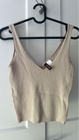 Beiges Ripp Crop Top H&M S🤎