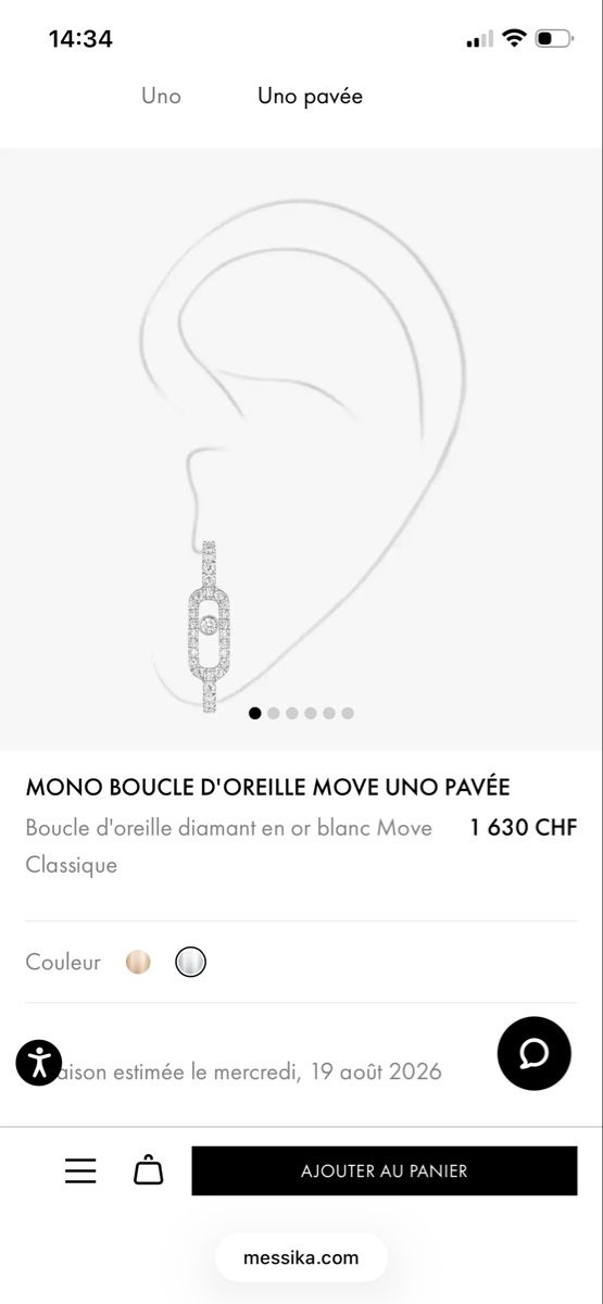 Messika Orecchini pendenti & Orecchini a lobo: Messika Move Uno Diamond Earring White Gold – Nuovo (secondo la descrizione) da Cologny venduto da Jul_ez 8