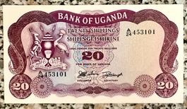 20 Shillings Uganda 1966 UNC!!! Rarität!!!