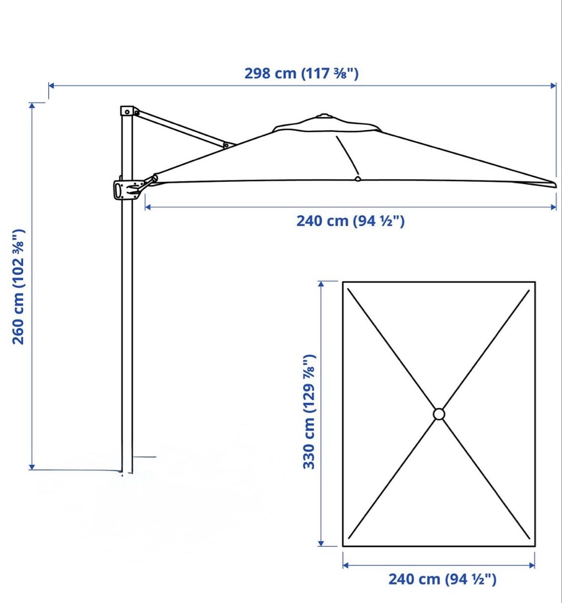 Ikea Ombrelloni: Sonnenschirm 240 x 330cm Anthrazit mit Hülle – Usato da Frauenfeld venduto da SALES64 2