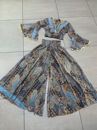 Boho Maxihosenrock und Bluse aus Seide