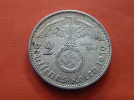2  Silber Reichsmark 1939 A  -  ungereinigt  -