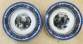 2 assiettes  anciennes « Voyages en chemin de fer"