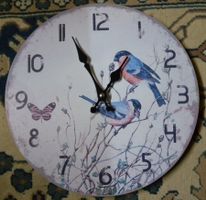 Wanduhr mit Vogelmotiv, Landhausstil