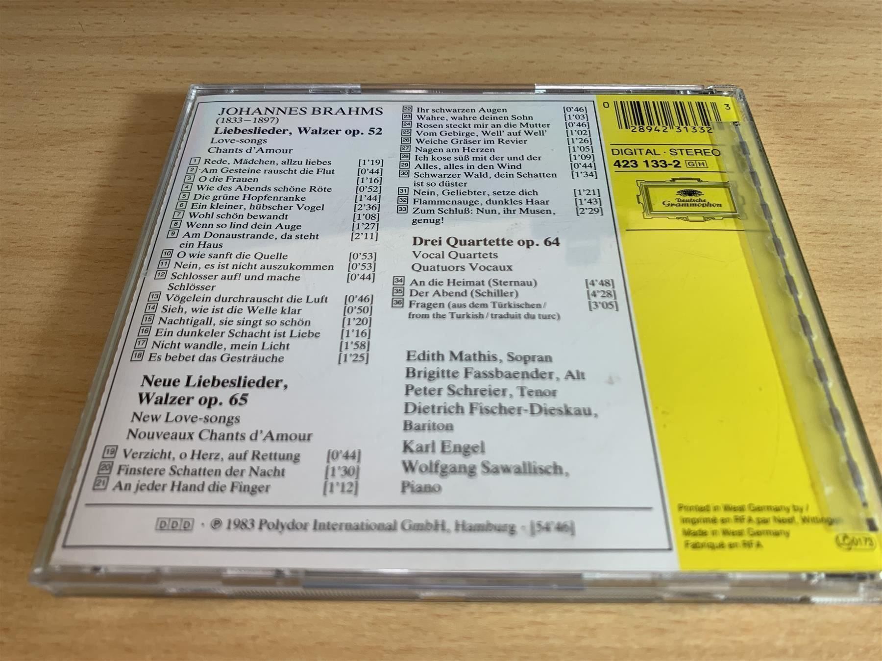 CD: Brahms Mathis Fassbänder Liebeslieder - Walzer Op. 52 65 – Usato da Rikon im Tösstal venduto da Alpenmutz 1