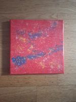 Abstraktes Gemälde auf Leinwand rot blau gelb 20x20 cm