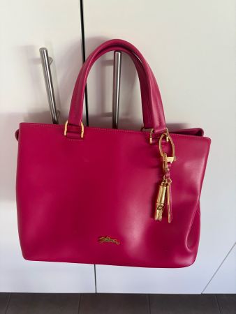 Sac à main Longchamp Roseau cuir fushia très bon etat