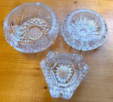3 cendriers vintage en cristal/Vintage Kristall-Aschenbecher