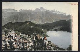 St. Moritz, Blick auf den Ort, die Berge