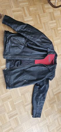 Schwarze Motorradjacke aus Leder, Grösse 3XL- Top!