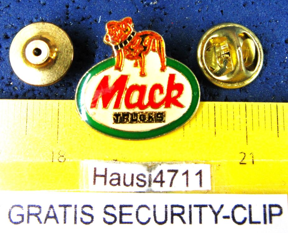 MACK USA-TRUCK LKW SCHMUCK-PIN GLASIERT GOLDIG 20mm VINTAGE (Gebraucht ...