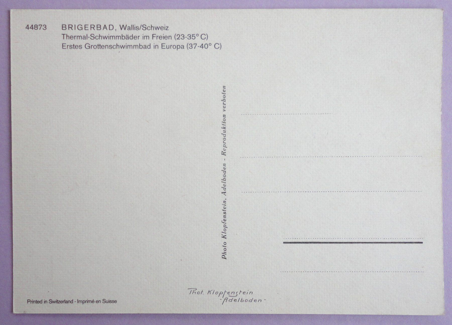 Cartoline postali: Brigerbad, Thermal-Schwimmbäder – Usato da Fétigny venduto da Billy2miny 1