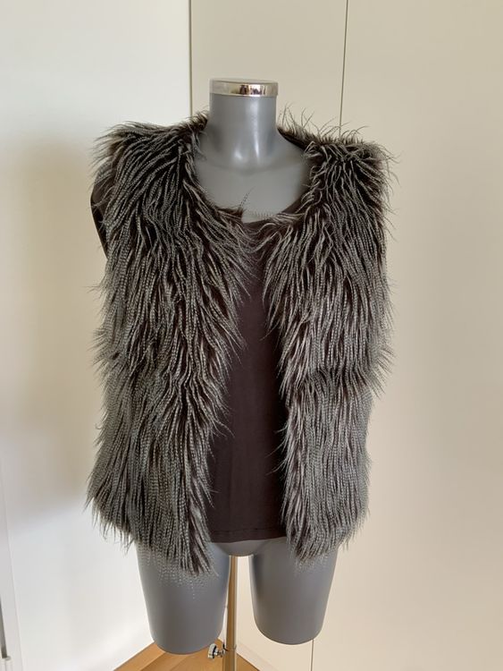 Damen-Kunstfellweste ärmellos Mit Taschen | Flauschige Cardigan Für Herbst & Winter | V-Ausschnitt, Vorne Offen