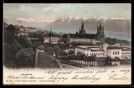 AK Lausanne, Ortsansicht mit Kirche