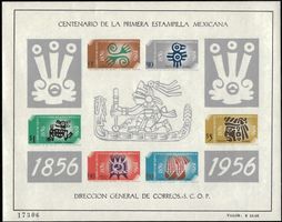 Mexiko 1956 Kleinbogen 100 Jahre mexik.Briefmarken Kat. 60€