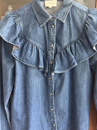 Chemise en jean Sézane bleue à volants taille 36