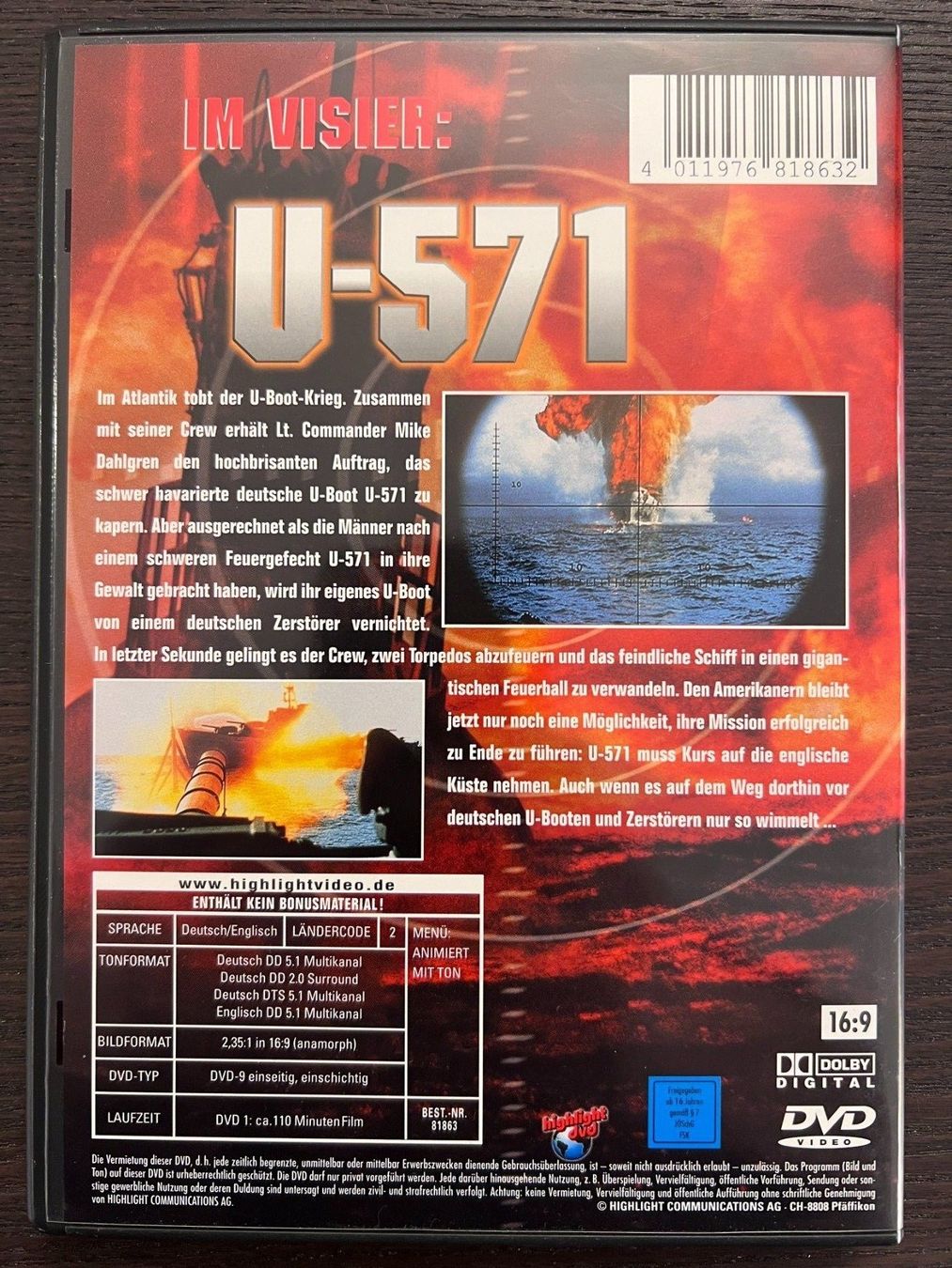 Tutti i DVDs: U-571 – Usato da Zürich venduto da FilmFreunde 1
