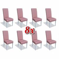 Esszimmer Stühle 8er Set aus Leder und Holz, neu