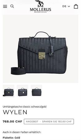 MOLLERUS Classic shoulder bag black/gold WYLEN 