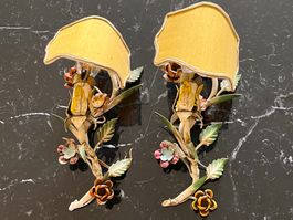 🌸 Paire Appliques Murales Florales Vintage Années 50-60