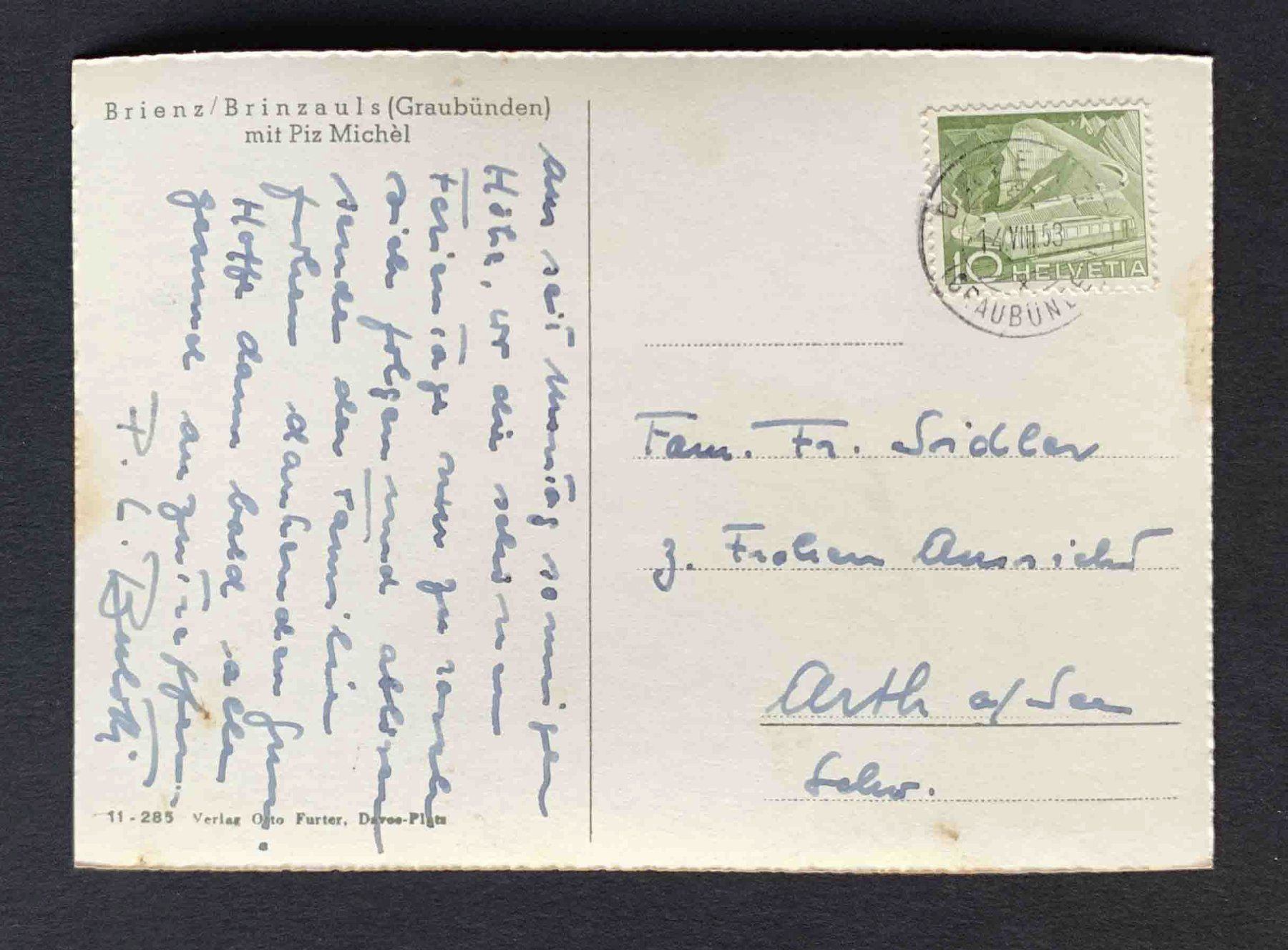 Cartoline postali: AK Brienz Brienzauls GR mit Piz Michel – Usato da Goldau venduto da artelier1 1