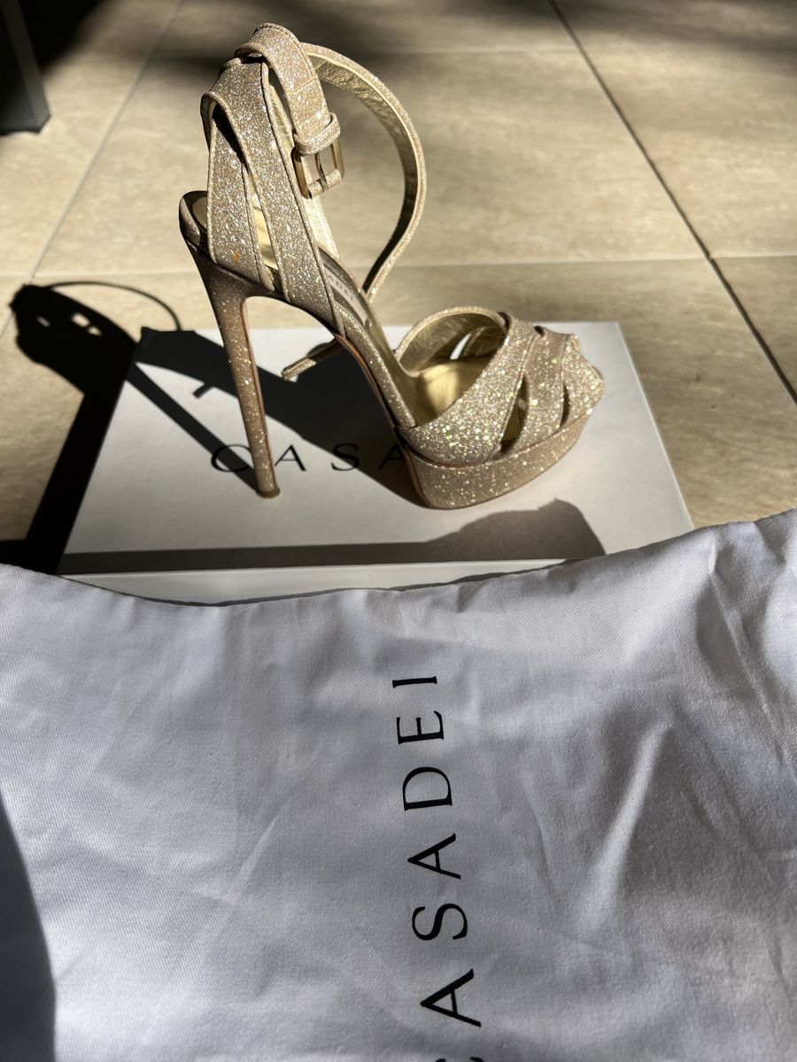 Casadei Scarpe da donna: Casadei Platform Heels, Size 38.5, platinum – Nuovo (secondo la descrizione) da Corsier GE venduto da Karol_save_planet 8