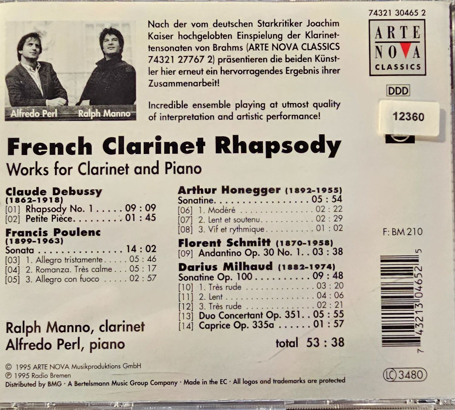 CDs: Ralph Manno, Alfredo Perl - French Clarinet Rhapsody – Gebraucht aus Wahlen b. Laufen von Cg10 1