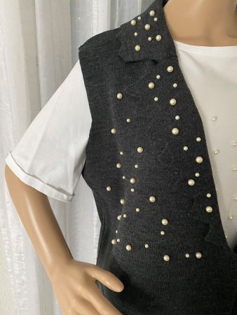 RARITÄT - edle und stilvolle Longjacke mit Perlen, 44