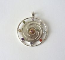 Silber-Anhänger - Kraftwirbel mit Edelsteinen