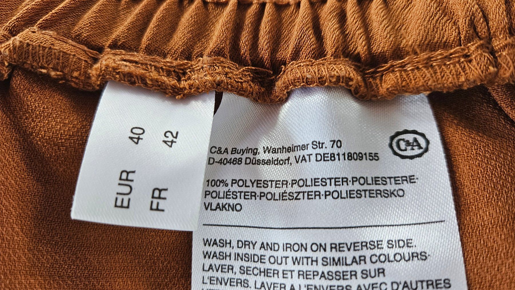 C&A Pantaloni: Bequeme Hose Gr. 40 Polyester Freizeithose Braun – Usato da Gossau ZH venduto da fashiontwo 2