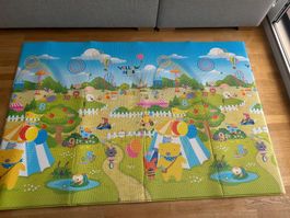 Spielmatte Yellow Bear mit Alphabet und Zahlen, 140x210 cm