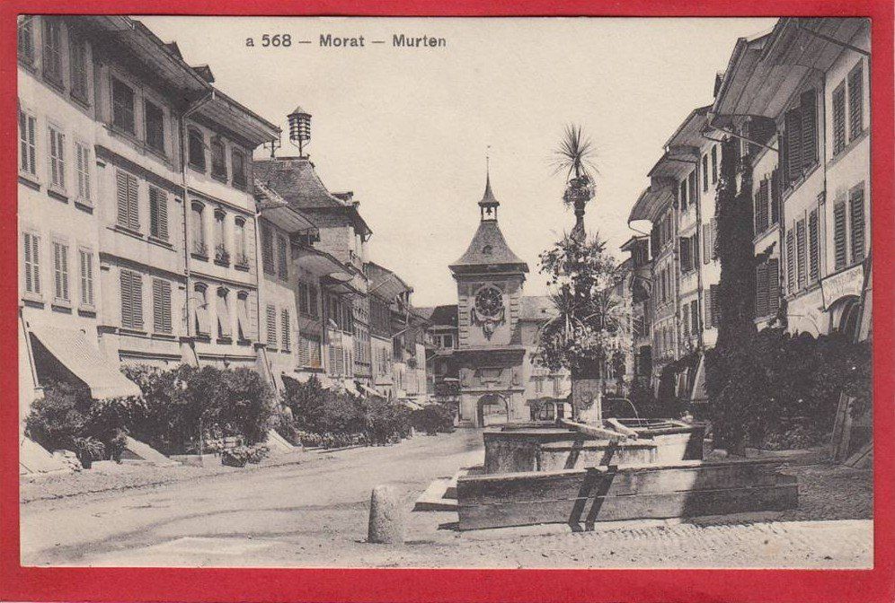 Cartoline postali: MORAT, MURTEN, STRASSE, RUE 1913 – Usato da Grüningen venduto da Kartenlaube