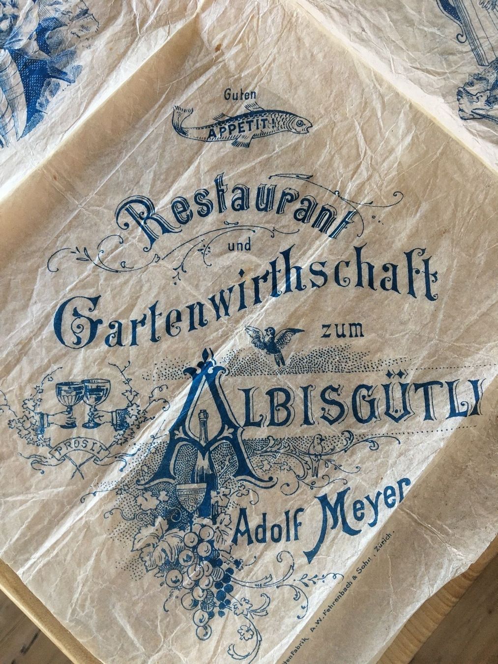 Tovaglioli: Albisgüetli Restaurant Serviette antik – Usato da Siebnen venduto da Starlauf 1