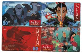 4 Telefonkarte Thailand Disney Mulan