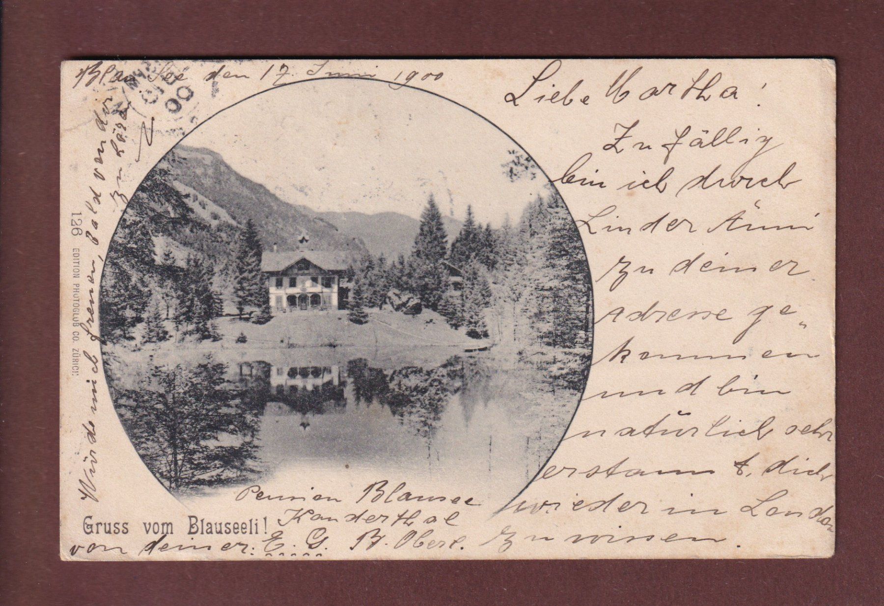 Cartoline postali: Gruss vom BLAUSEELI - 1900 // Eckbug // – Usato da Pully venduto da nicecards-shop