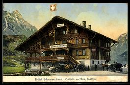 AK Maloja, Hotel Schweizerhaus, 1924