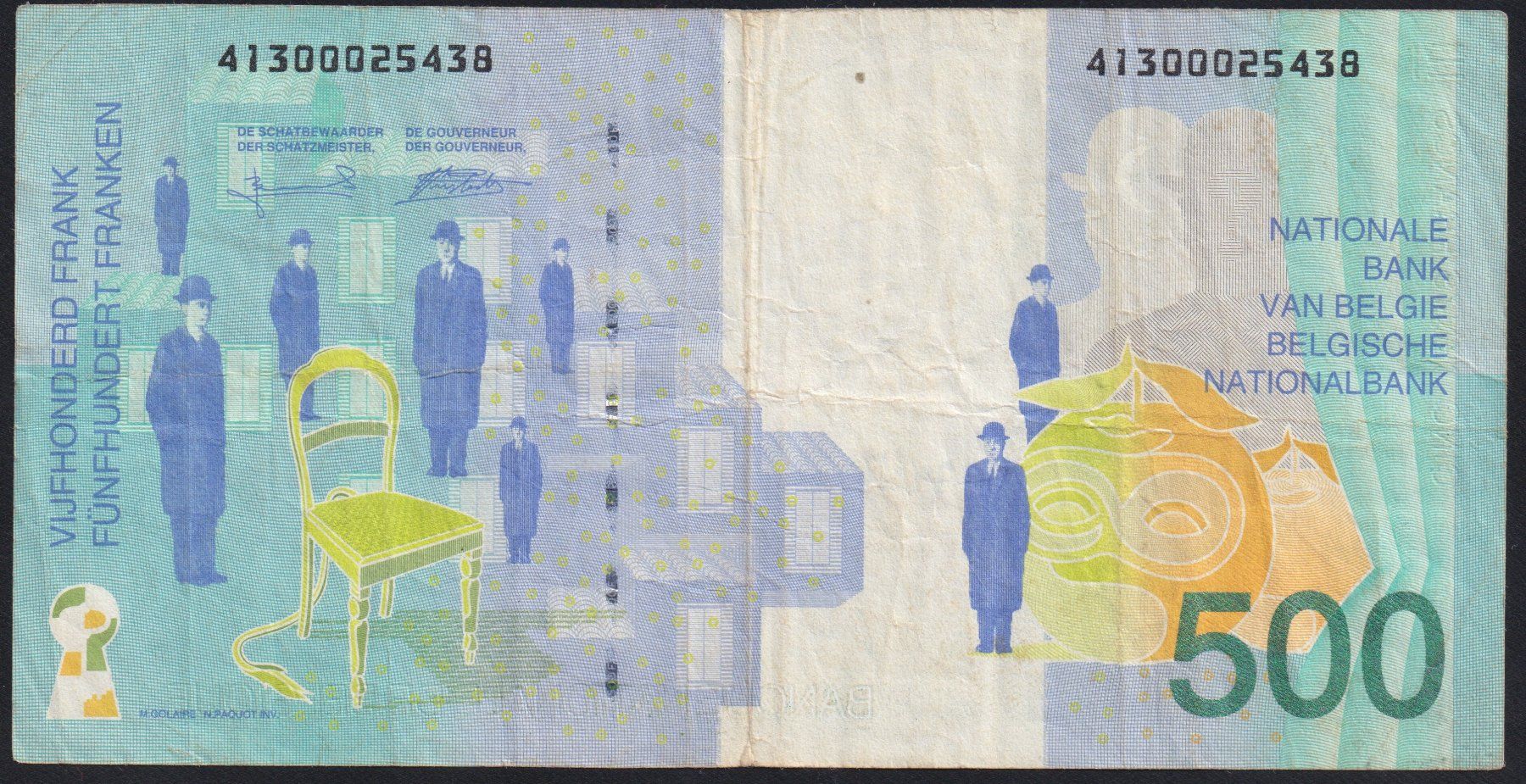 Banconote: Belgien 500 Francs 1998 – Usato da Brugg AG venduto da banknoten_muesli 1