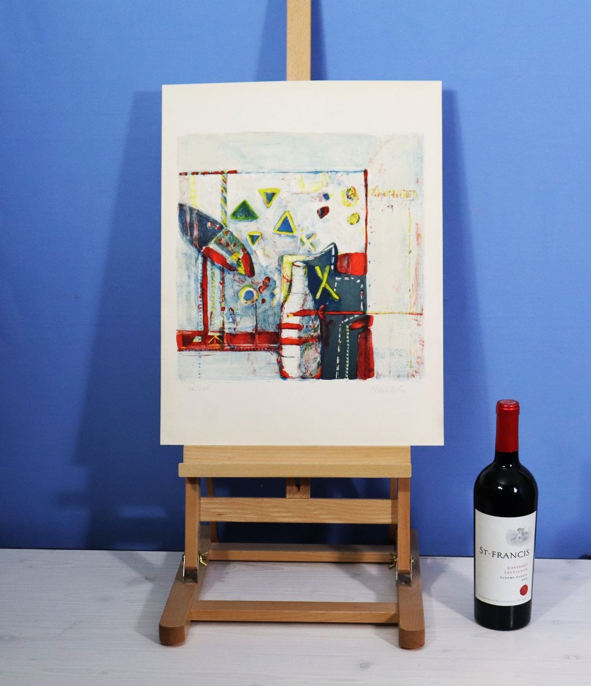 Grafica & Litografie: Farblithographie "Stillleben", unleserlich handsigniert – Usato da Zug venduto da Kunst-Fundgrube
