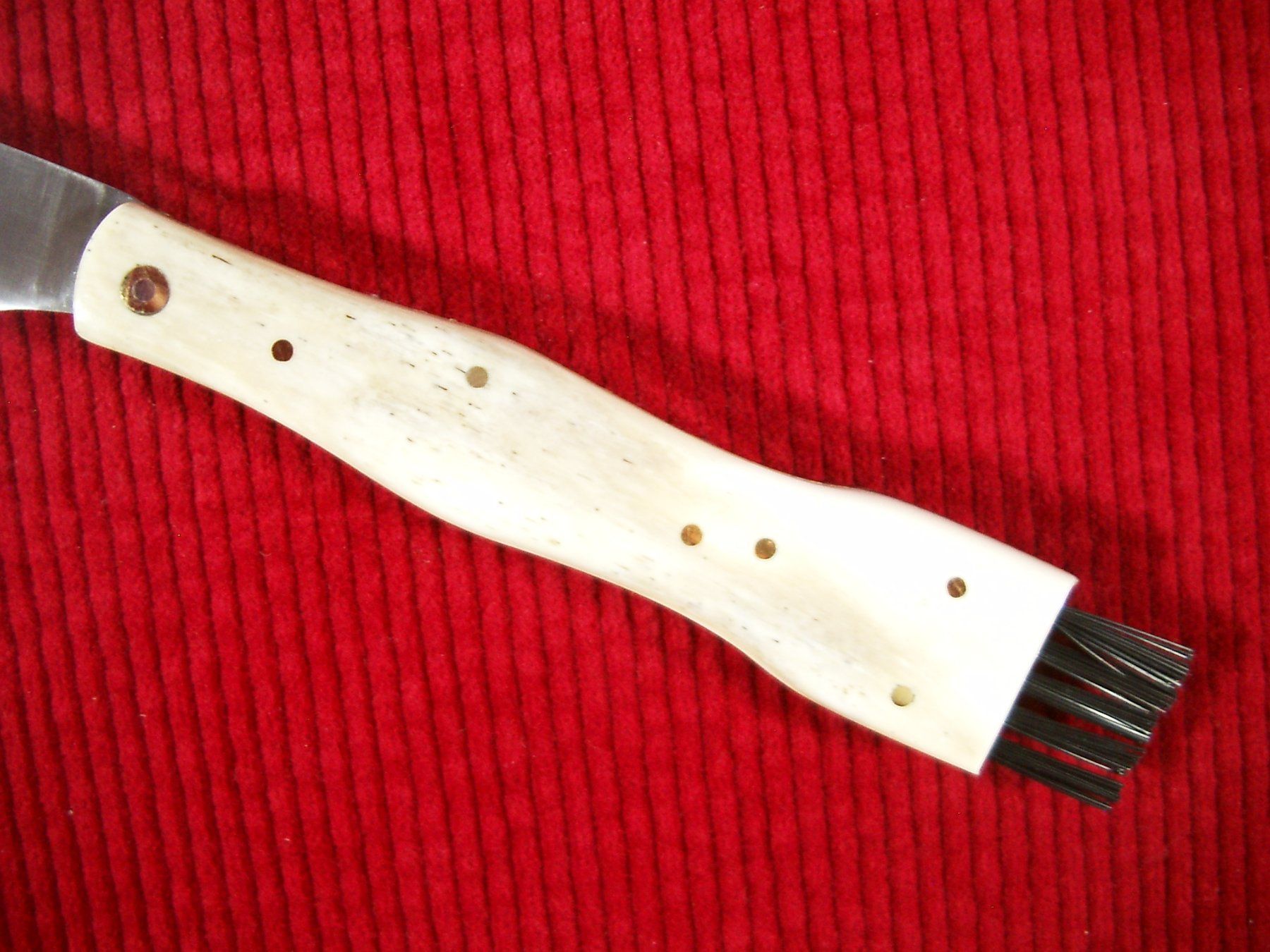 Coltelli tascabile: Pilzmesser Edelstahl-Klinge, Knochen-Griffschalen, Lederetui – Nuovo e nell'imballaggio originale da Laupen ZH venduto da tonisculati 1