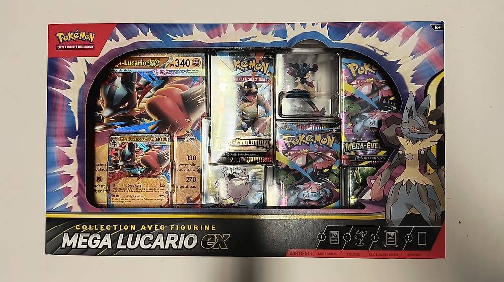 Carte collezionabili: Pokémon Mega Lucario ex Collection avec Figurine – Usato da Corcelles NE venduto da astrodjan