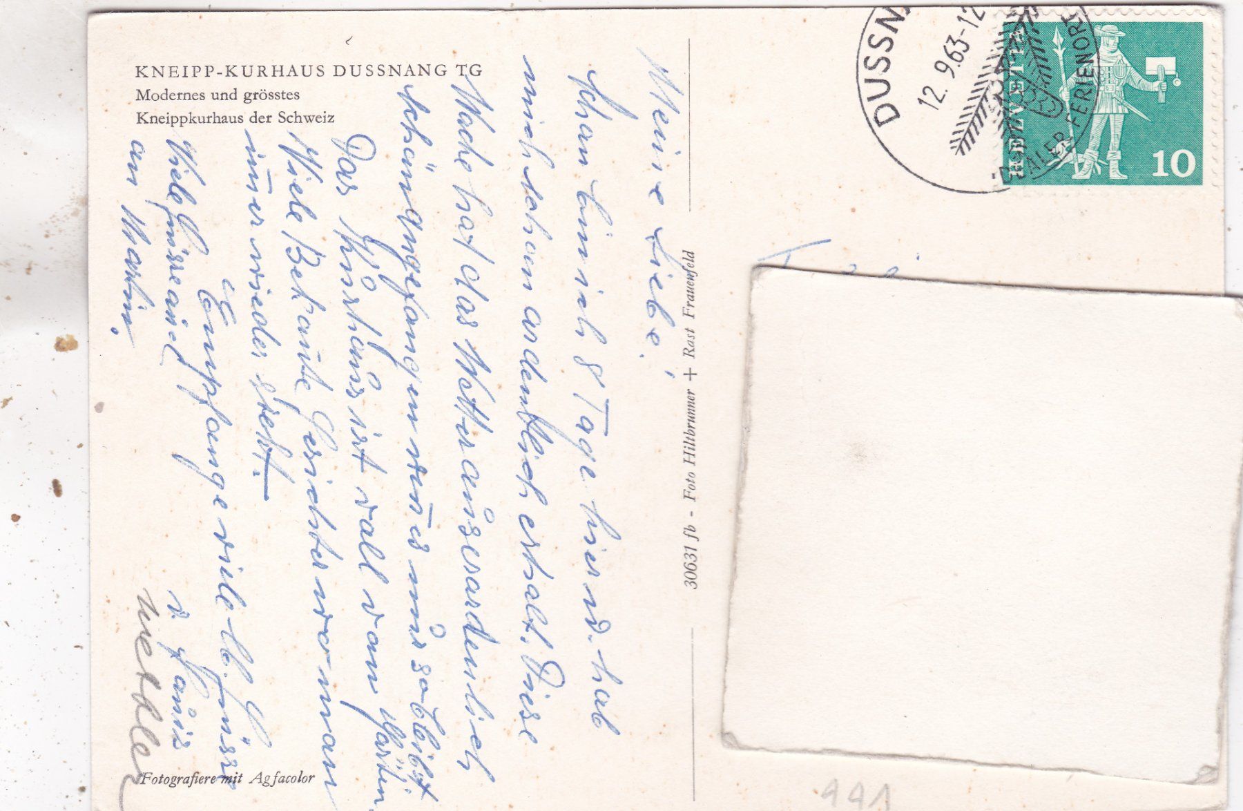 Cartoline postali: Dussnang Kneipp Kurhaus 1963 – Usato da Herisau venduto da Lisegrat2008 1