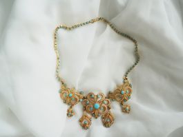 Statement Collier Vintage Türkis Strass